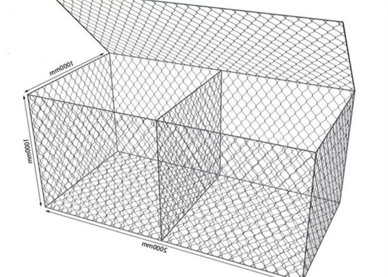 Heavy Galvanized 2 X 1 X 1m Gabion Wire Mesh Box Hexagonal Gabion Basket